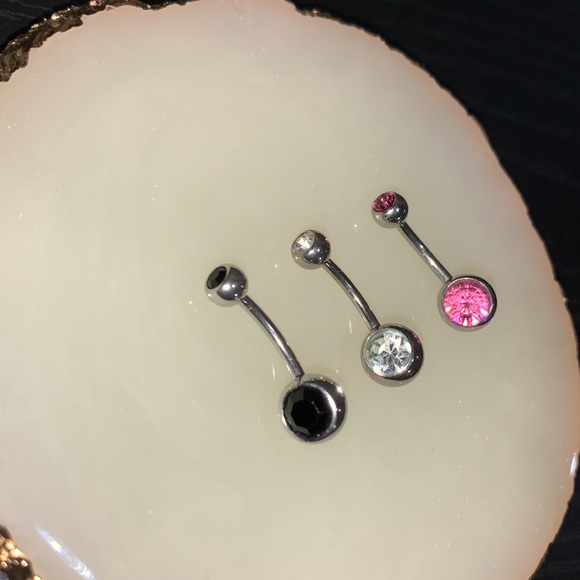3 stainless steel belly button rings - Picture 1 of 2